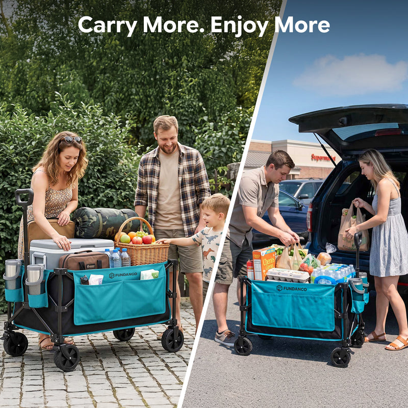 Load image into Gallery viewer, FUNDANGO Basic Folding Wagon, Compact Collapsible Utility Cart with 5" Removable Wheels, Brakes & 276 lbs Cargo Capacity