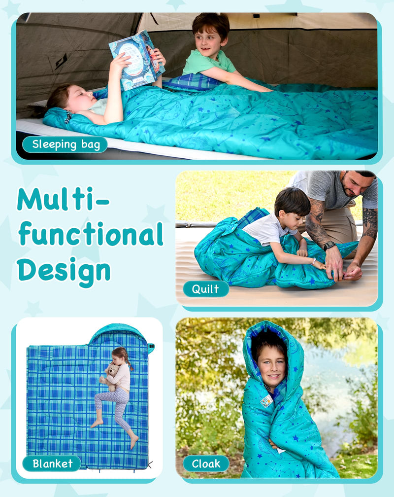 Laden Sie das Bild in Galerie -Viewer, BRoadout happy holiday gifts KingCamp Galaxy Zoo C 300 Kids Sleeping Bag