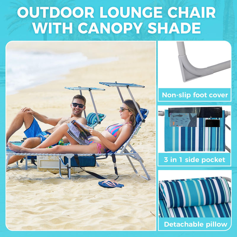 Load image into Gallery viewer, WEJOY Premium Adjustable Beach Lounge Chair Sun Loungers