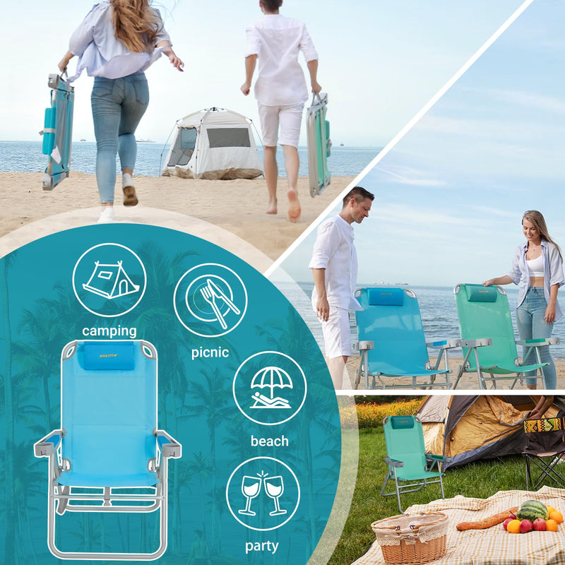 Load image into Gallery viewer, WEJOY 5-Position Backrest Adjustable Beach Chair Set of 2