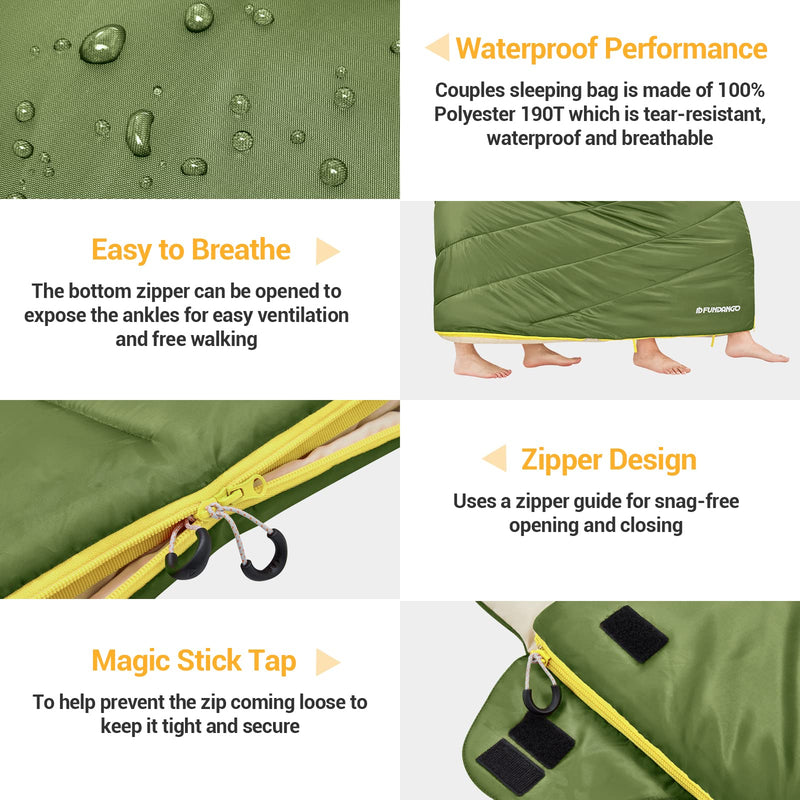 Load image into Gallery viewer, FUNDANGO 3-in-1 XL Queen Double Sleeping Bag with 2 Pillows