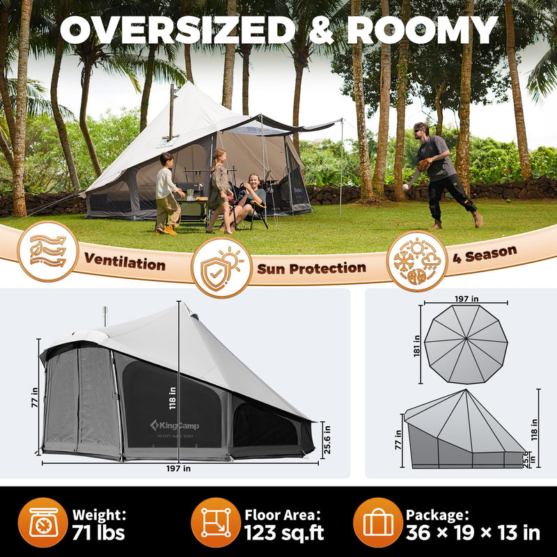 Load image into Gallery viewer, KingCamp KHAN LIGHT 500 Canvas Bell Tent For 6-8 Person