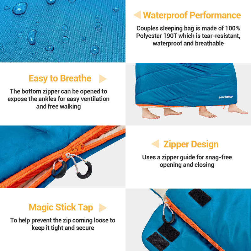 Load image into Gallery viewer, FUNDANGO 3-in-1 XL Queen Double Sleeping Bag with 2 Pillows