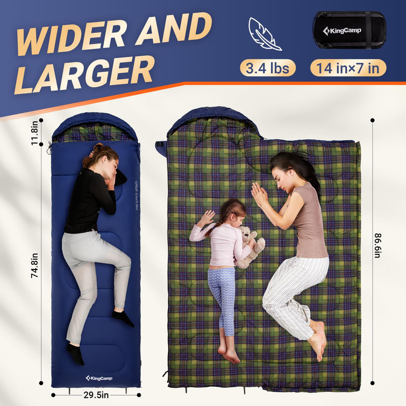 Load image into Gallery viewer, KingCamp SEVAN 250 Sleeping Bag-Envelope With Hood