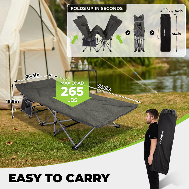 Cargue la imagen en el visor de la galería, FUNDANGO Folding Camping Cot OAK COT PRO