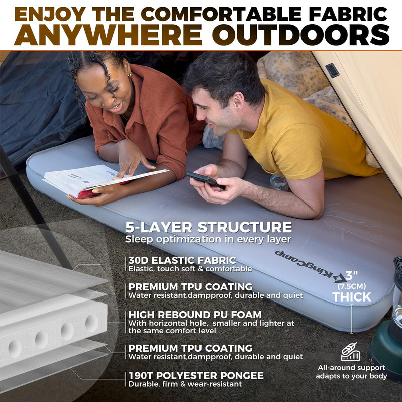 Load image into Gallery viewer, KingCamp Double Self-Inflating Camping Mattress with Pump