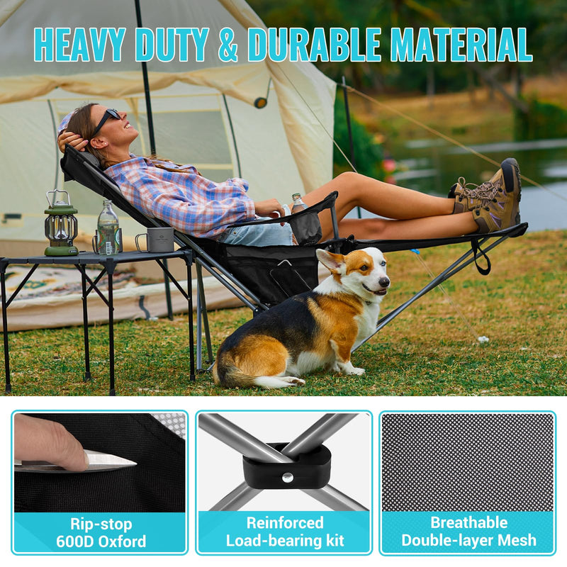 Load image into Gallery viewer, WEJOY 4-Position Reclining Camp Chair Black Durable