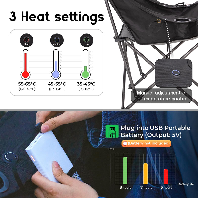 Cargue la imagen en el visor de la galería, Silla de camping con calefacción KingCamp CANNA C10 PLUS