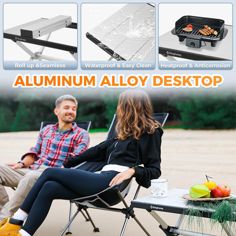 Load image into Gallery viewer, KingCamp Camping Table Aluminum Roll-Up Table