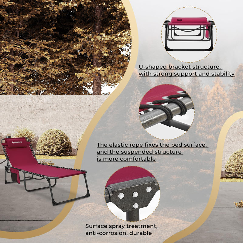 Load image into Gallery viewer, KingCamp 5 Position Outdoor Chaise Lounge Chair