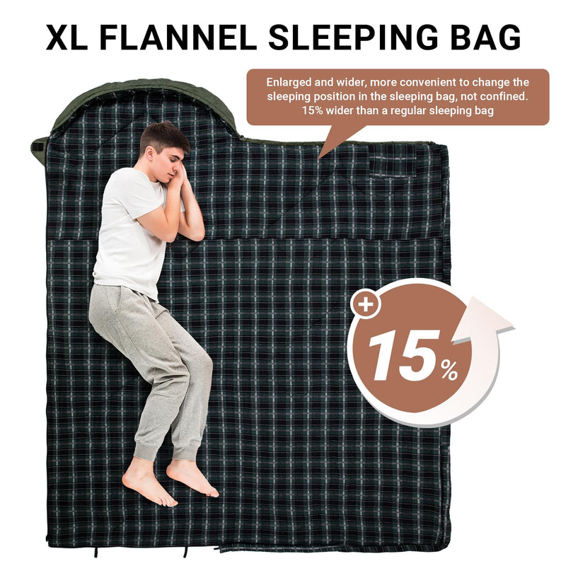 Load image into Gallery viewer, KingCamp GALE 300 Sleeping Bag-Envelope With Hood Flannel Sleeping Bag