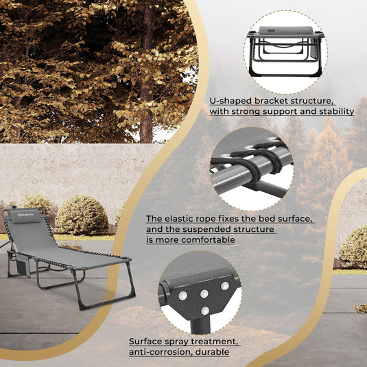 KingCamp 5 Position Outdoor Chaise Lounge Chair