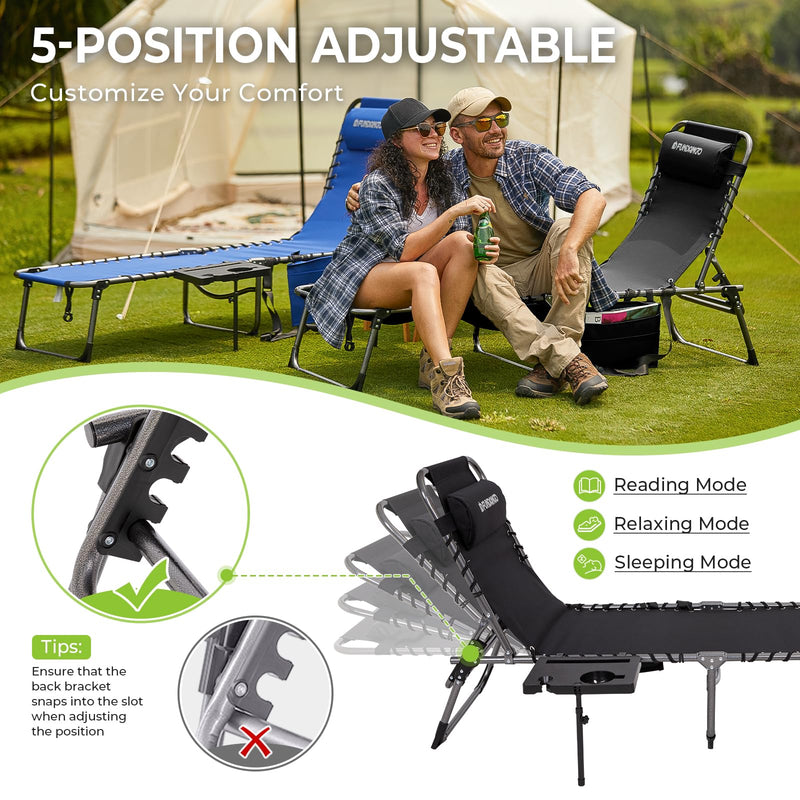 Load image into Gallery viewer, FUNDANGO Portable Camping Reclining Chair with Soft Pad & Side Table