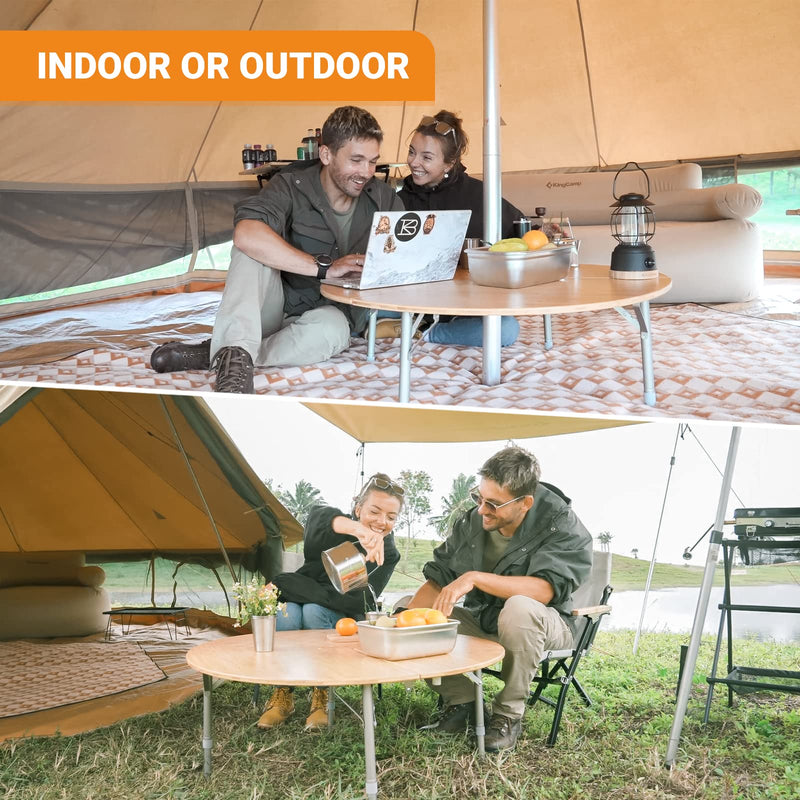 Load image into Gallery viewer, KingCamp Round 3-Folding Bamboo Table