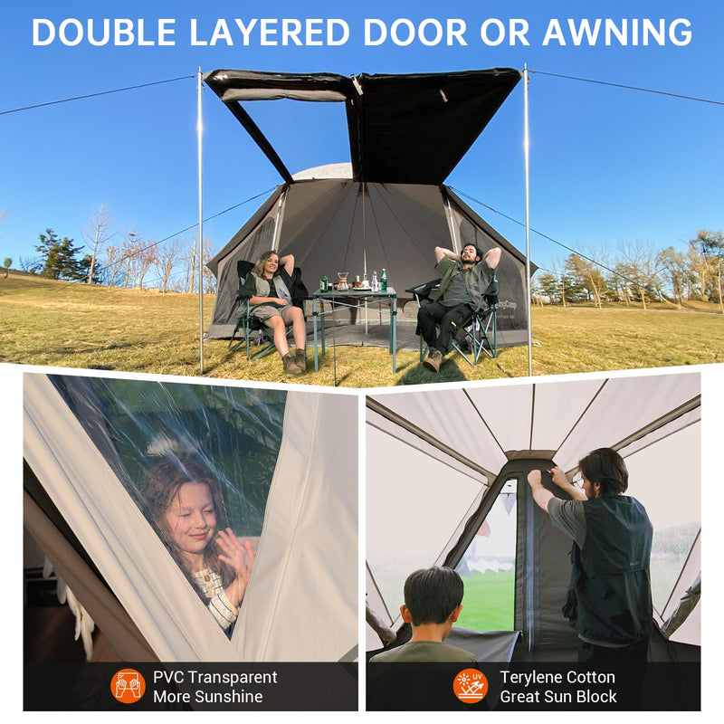 Load image into Gallery viewer, KingCamp KHAN VILLA Glamping Tent with Double Layered Door or Awning