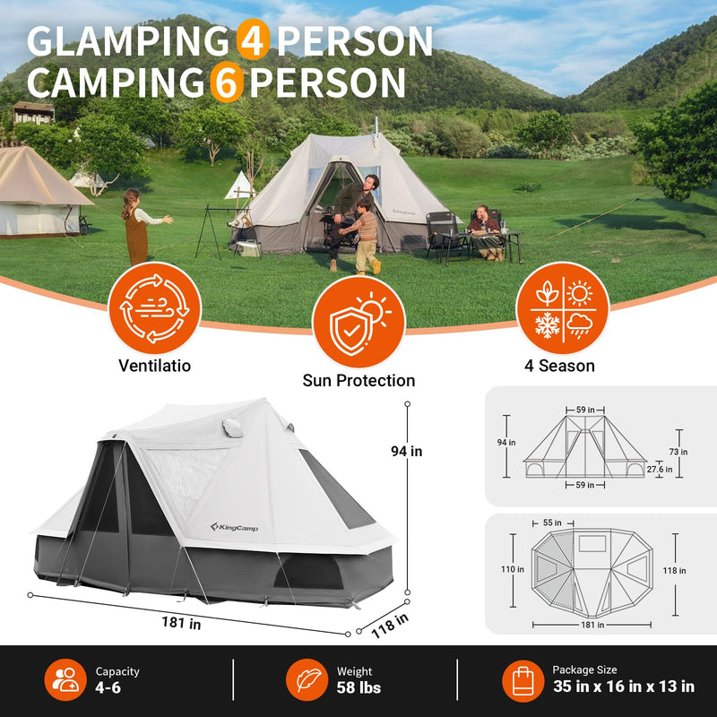 Load image into Gallery viewer, KingCamp KHAN VILLA Glamping Tent for 4 Season