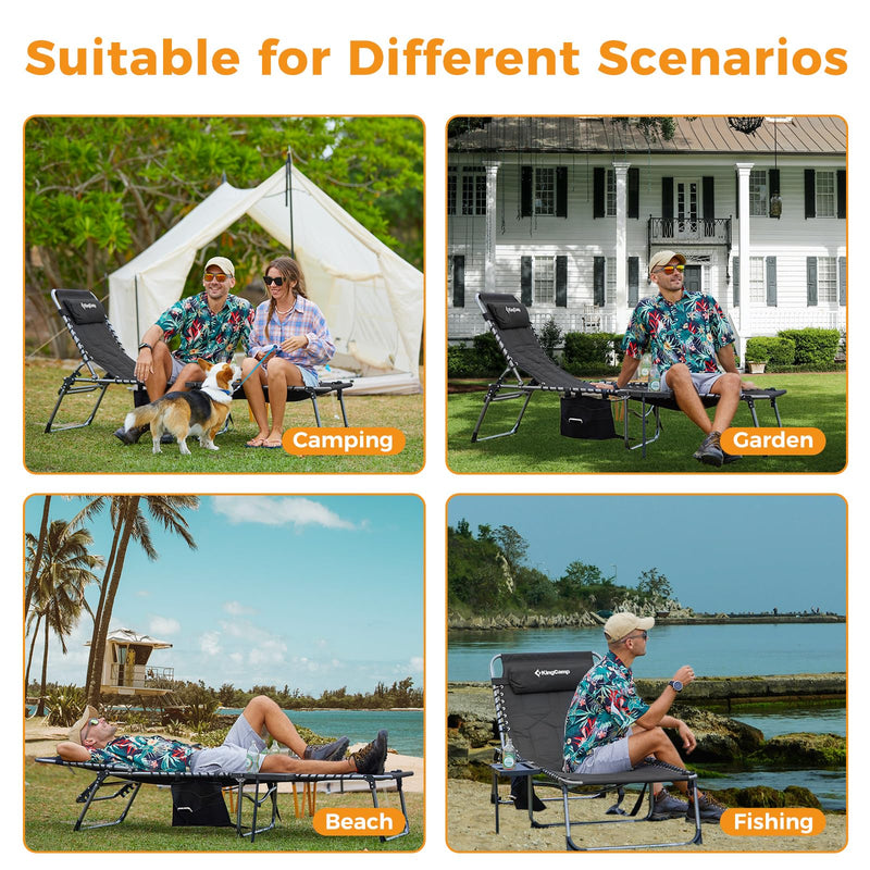 Load image into Gallery viewer, KingCamp Oversize Padded Folding Chaise Lounge Chair Set of 2