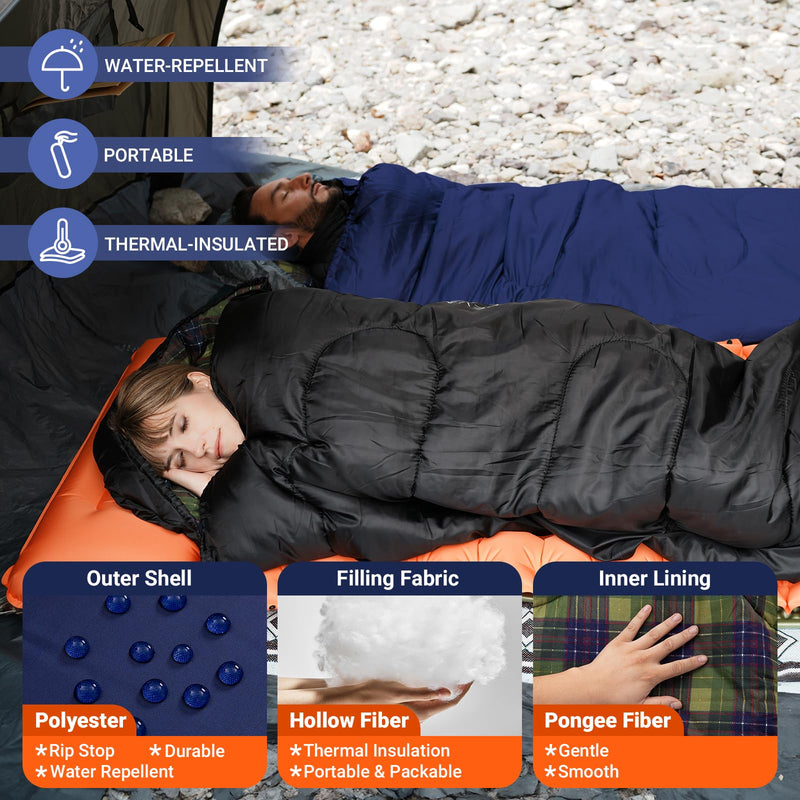 Load image into Gallery viewer, KingCamp SEVAN 250 Sleeping Bag-Envelope With Hood