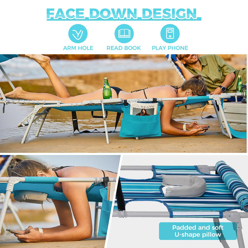 Load image into Gallery viewer, WEJOY Premium Adjustable Beach Lounge Chair Sun Loungers 5 Adjustable Backrest Positions
