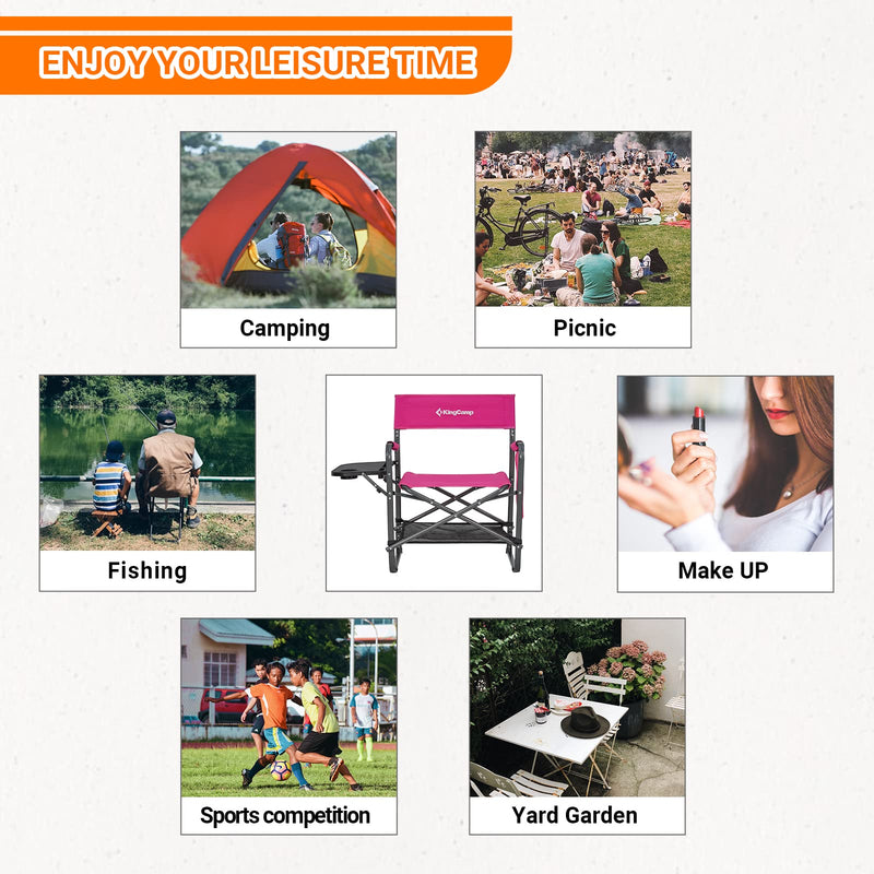 Load image into Gallery viewer, KingCamp Padded Outdoor Folding Director Chair with Side Table