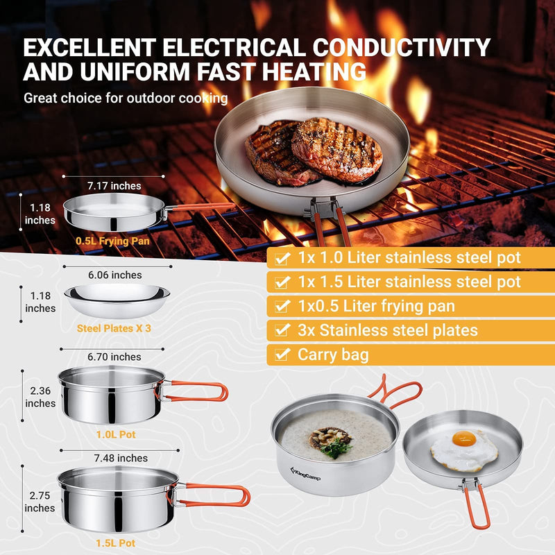 Load image into Gallery viewer, KingCamp Stainless Steel Camping Cookware Mess Kit 25 PCS