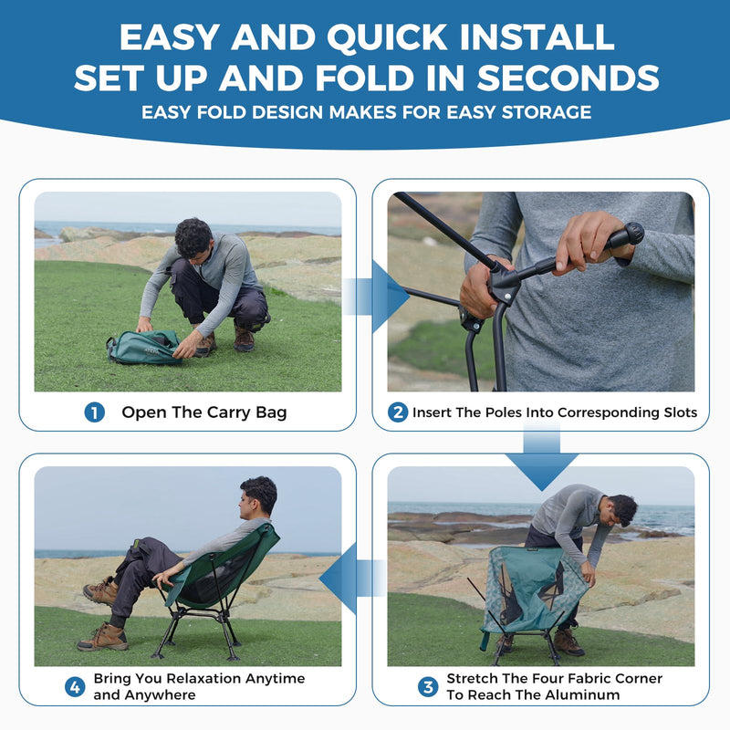 Load image into Gallery viewer, ATEPA Ultralight Backpacking Chair - 440lb Capacity, Compact Folding Camp Chair