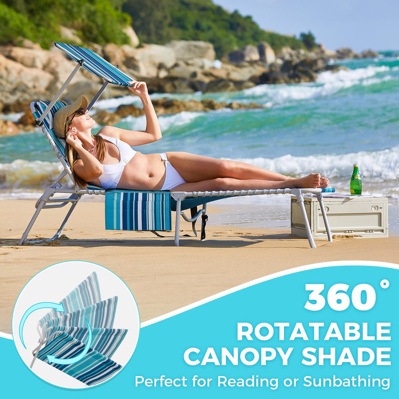 Load image into Gallery viewer, WEJOY Premium Adjustable Beach Lounge Chair Sun Loungers 5 Adjustable Backrest Positions
