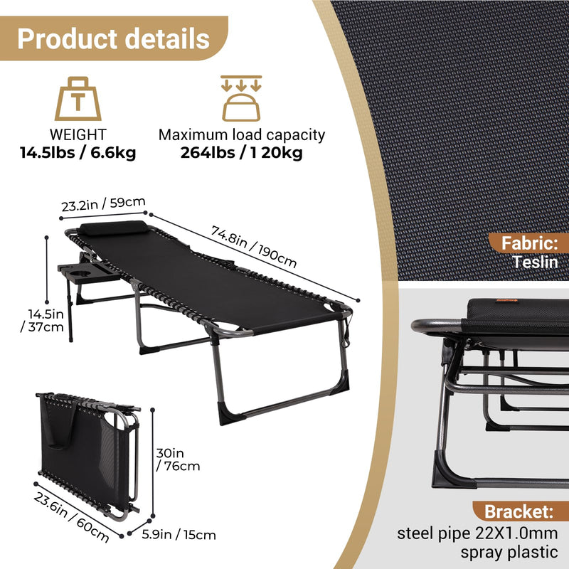 Load image into Gallery viewer, KingCamp Cool Lounge Chair Plus Textilene Lounge Chair with Side Table