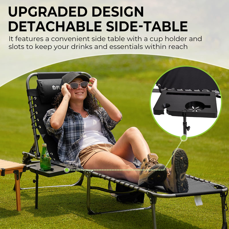 Load image into Gallery viewer, FUNDANGO Portable Camping Reclining Chair with Soft Pad & Side Table