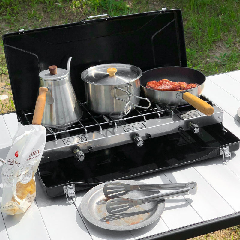 Load image into Gallery viewer, KingCamp 8" Stainless Steel Frying Pan with Detachable Bamboo Handle