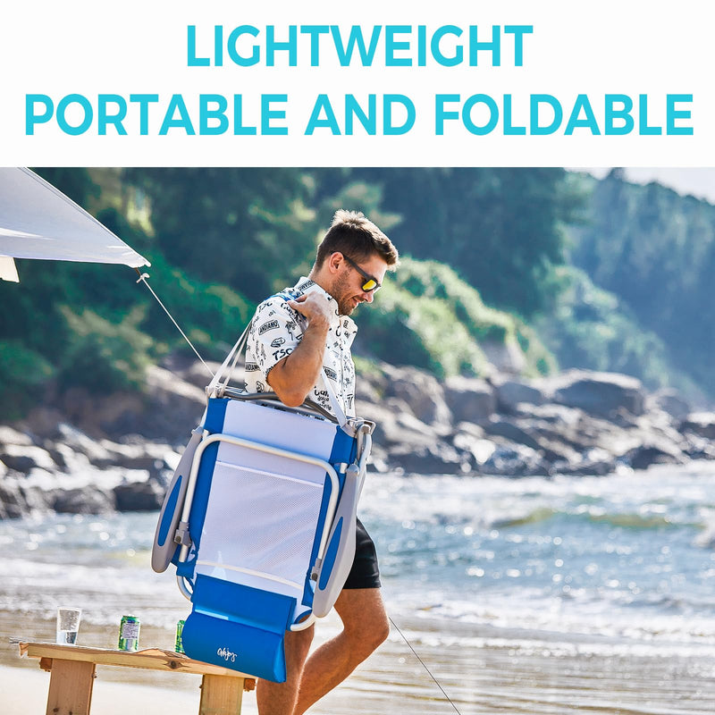 Load image into Gallery viewer, WEJOY Adjustable Beach Chair with Cup Holder and Padded Headrest