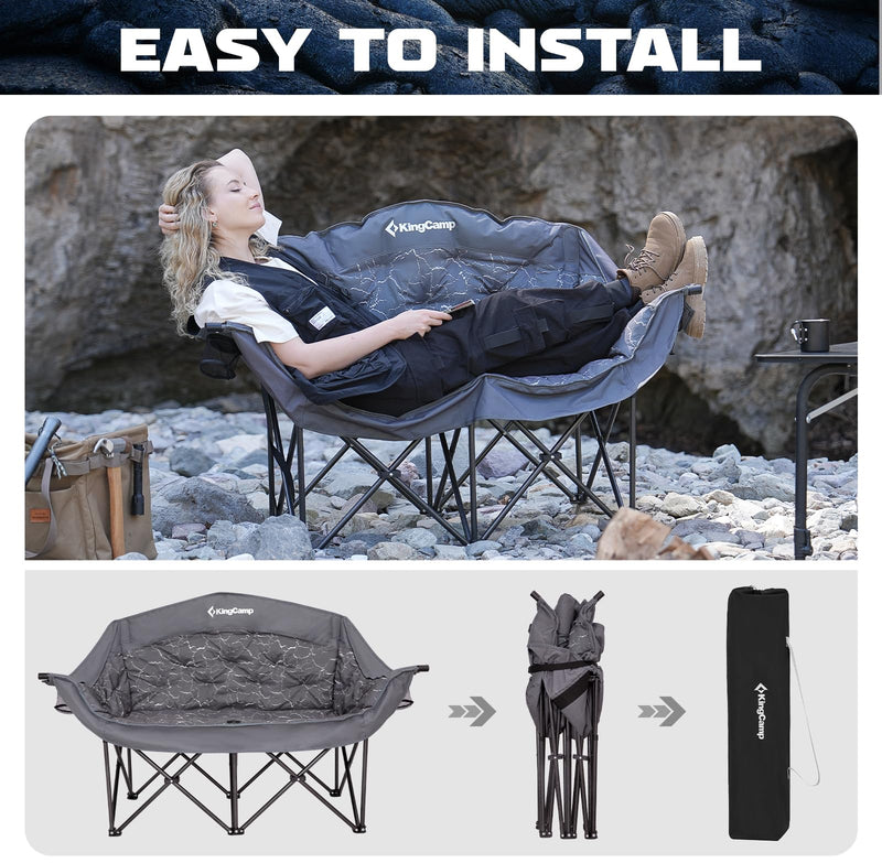 Cargue la imagen en el visor de la galería, KingCamp Double Sofa Chair Camping Loveseat easy to Install