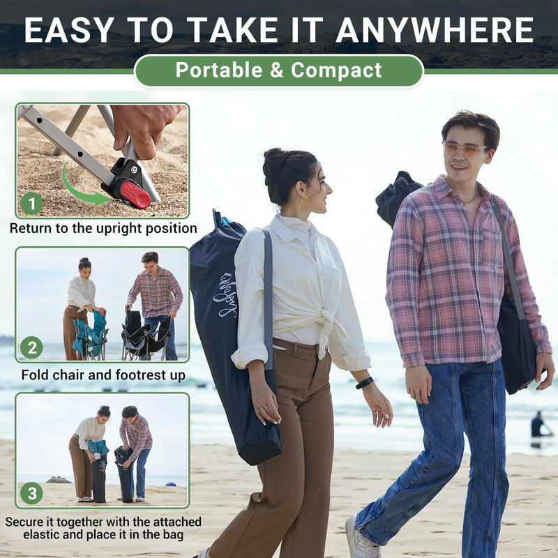 Load image into Gallery viewer, WEJOY Padded Reclining Camping Chair 3-Adjustable Positions with Detachable Footrest