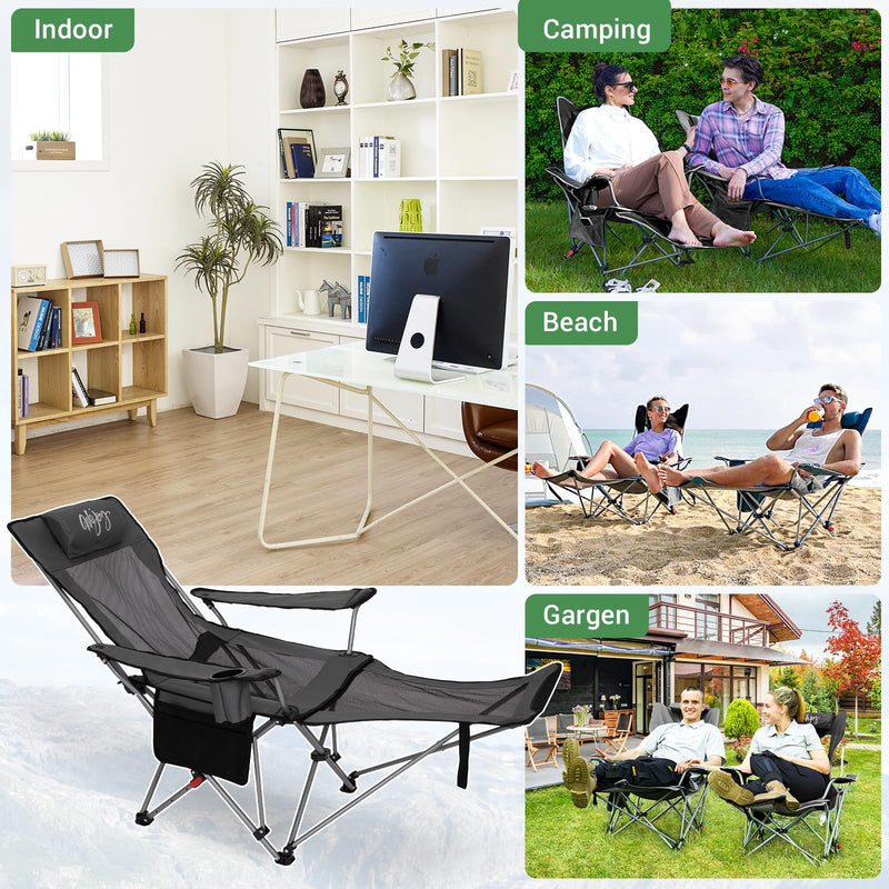 Load image into Gallery viewer, WEJOY 4-Position Reclining Camp Chair Grey