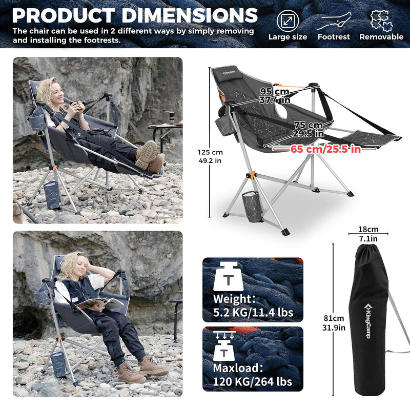 Load image into Gallery viewer, KingCamp ORCHID C20 Folding Rocking Chair Hammock Camping Chair