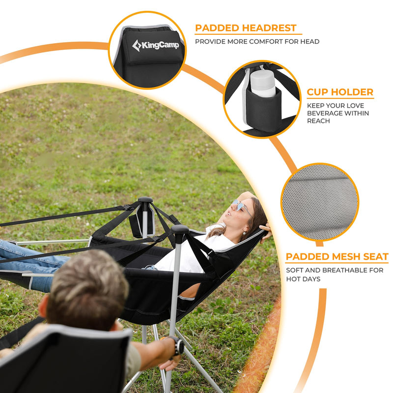 Load image into Gallery viewer, KingCamp ORCHID C20 Folding Rocking Chair Hammock Camping Chair with Padded Headrest