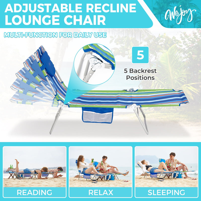 Load image into Gallery viewer, WEJOY Folding Adjustable Back Fabric Beach Lounger