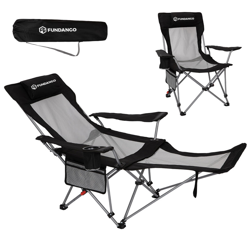 Load image into Gallery viewer, FUNDANGO 2-in-1 Reclining Camping Chair with Removable Footrest | 4-Position Adjustable Backrest Folding Lounge Chair