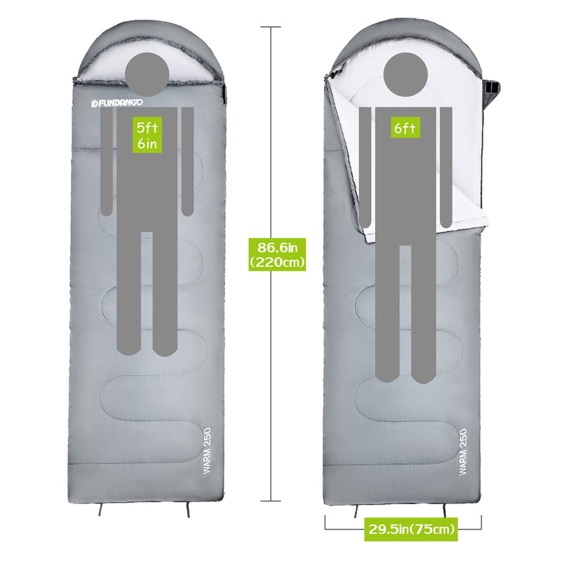 Load image into Gallery viewer, FUNDANGO WARM 250 Sleeping Bag-Envelope With Hood