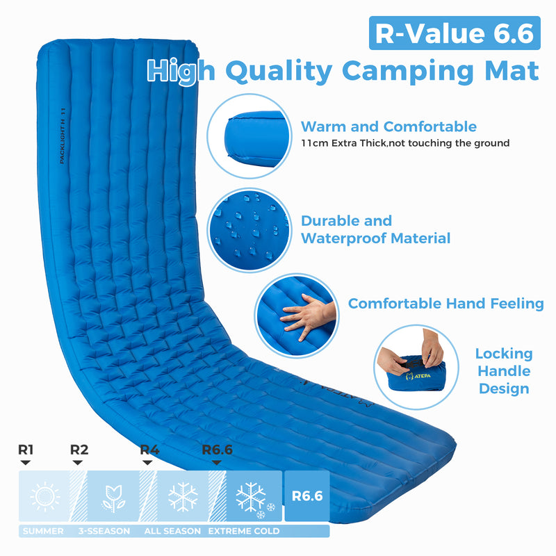 Load image into Gallery viewer, ATEPA All-Season Ultralight Insulated Sleeping Pad R Value 6.6