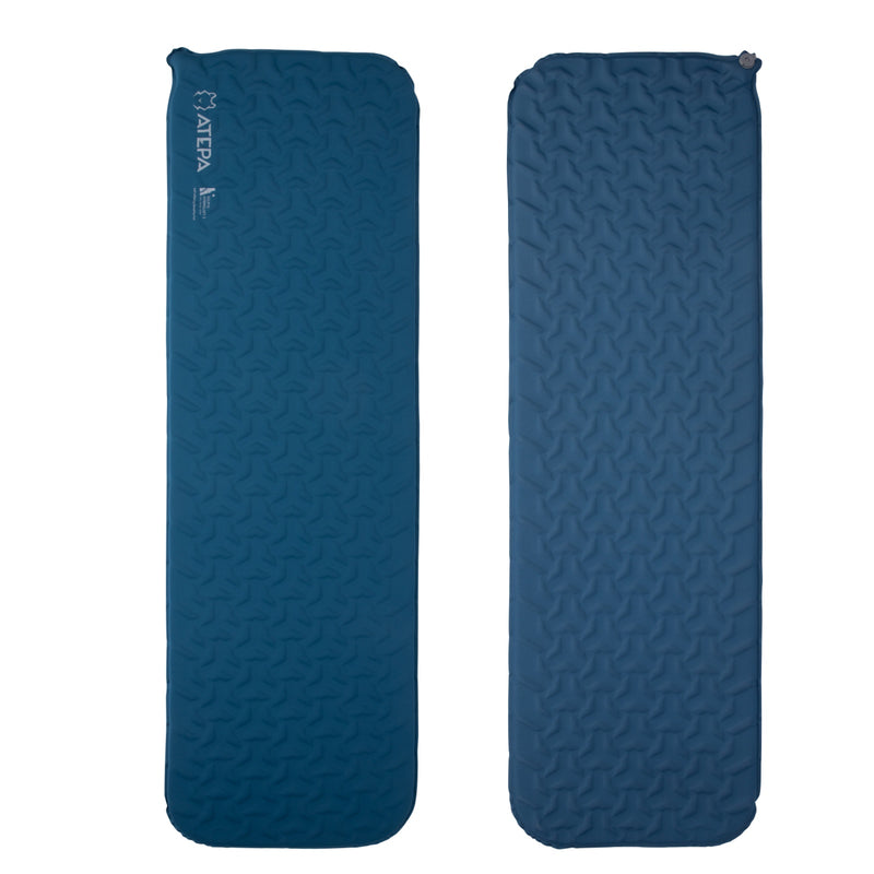 Cargue la imagen en el visor de la galería, ATEPA HybridLoft 3 Ultralight Self‑Inflating Sleeping Pad Blue – 4‑Side Compression, 3‑Season Compact Mat