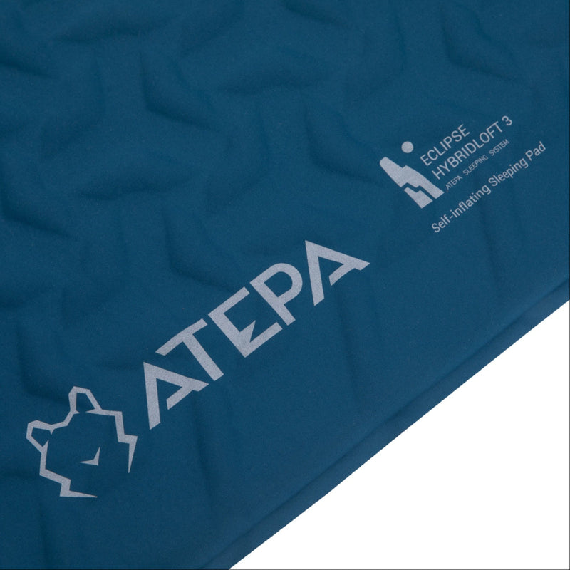 Cargue la imagen en el visor de la galería, ATEPA HybridLoft 3 Ultralight Self‑Inflating Sleeping Pad Blue – 4‑Side Compression, 3‑Season Compact Mat