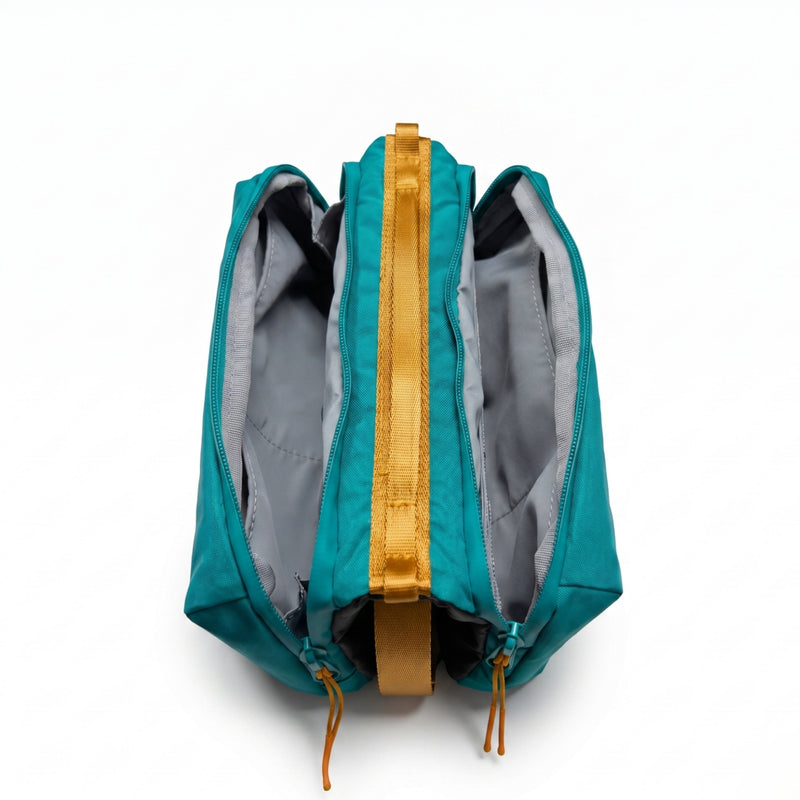 Laden Sie das Bild in Galerie -Viewer, ATEPA Rugged Mini Trail Sling Bag, 210D Ripstop Nylon Crossbody Pouch with Rope Strap, Dual Compartments & Bungee Storage Alpine Teal