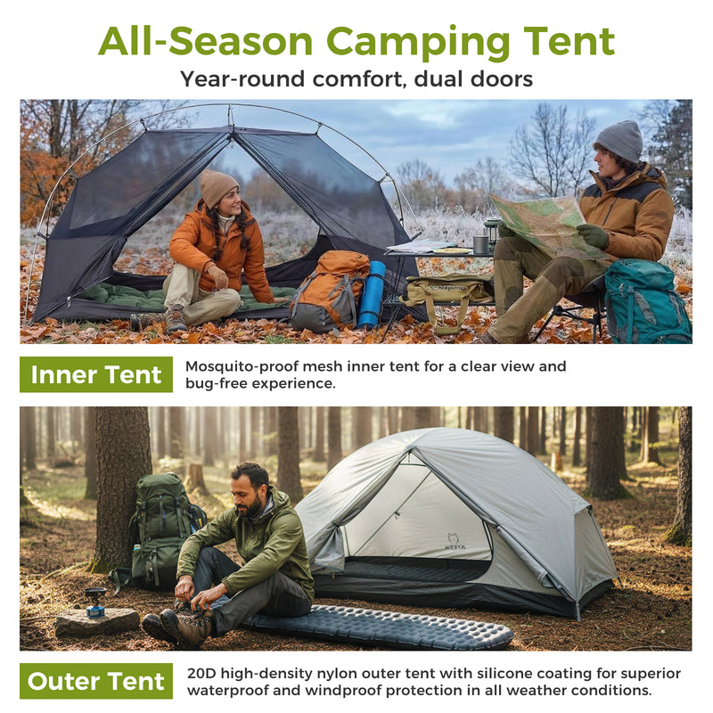 Load image into Gallery viewer, ATEPA 1-Person Ultralight Backpacking Tent All Season Camping Tent