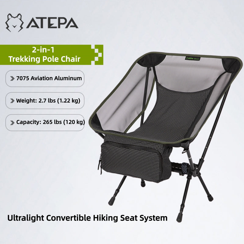 Load image into Gallery viewer, ATEPA 2-in-1 Trekking Pole Chair – Ultralight Convertible Hiking Seat System 2 in 1 Trekking Pole Chair