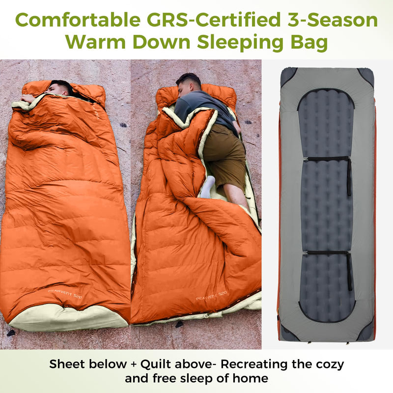 Load image into Gallery viewer, ATEPA Ultimate Backpacking Sleep System Bundle – 3-in-1 Down Sleeping Bag & All-Season Insulated Sleeping Pad