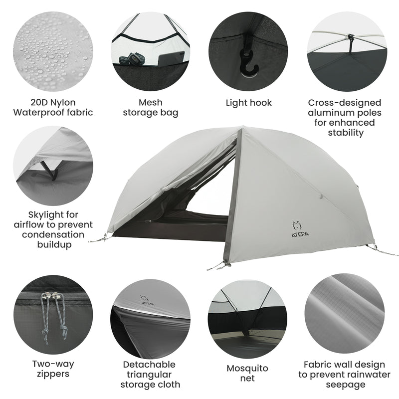 Load image into Gallery viewer, ATEPA 4-Season Solo Backpacking Tent with Mesh Inner for Hiking, Bikepacking & Motorcycle Camping