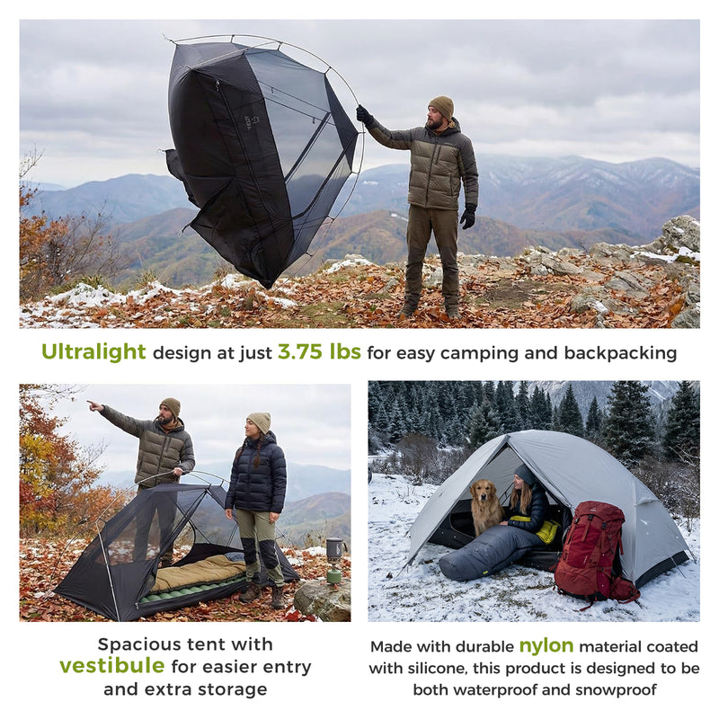 Load image into Gallery viewer, ATEPA 4-Season Solo Backpacking Tent with Mesh Inner for Hiking, Bikepacking & Motorcycle Camping