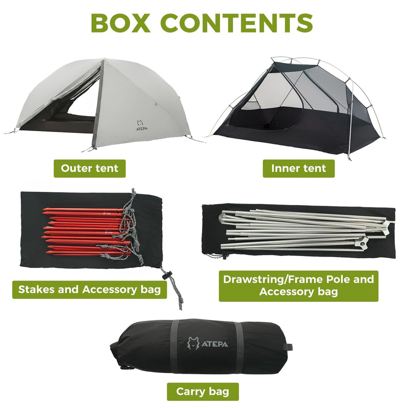 Load image into Gallery viewer, ATEPA 4-Season Solo Backpacking Tent with Mesh Inner for Hiking, Bikepacking & Motorcycle Camping