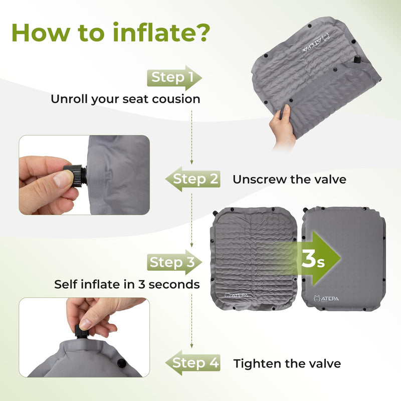 Load image into Gallery viewer, ATEPA BUBBLE 6.5 Self-Inflating Memory Foam Seat Cushion